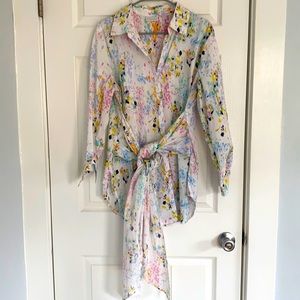 NY & Company Splatter Paint Button-Up